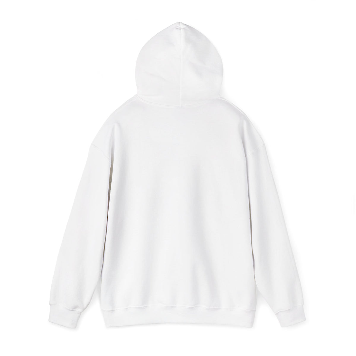 Salt & Starlight hooded sweatshirt in white, back view with hood up