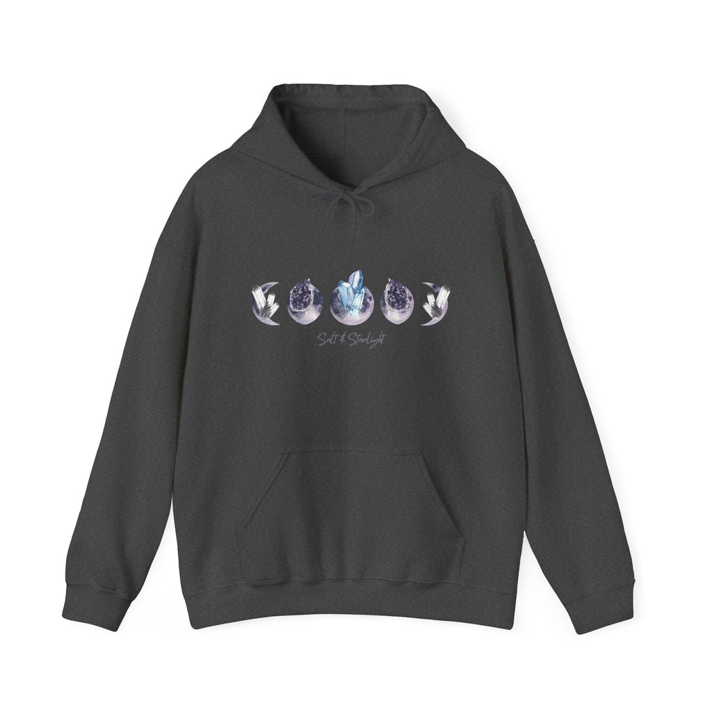 Salt & Starlight hooded sweatshirt in dark heather, front view