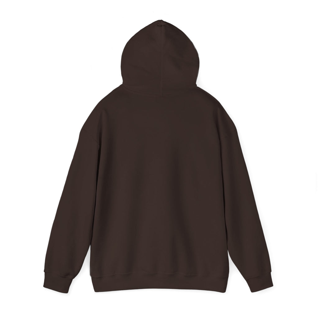 Salt & Starlight hooded sweatshirt in dark chocolate, back view with hood up