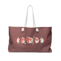 Salt & Starlight oversized weekender bag in dusty rose, front view with moon phase and seahorse design