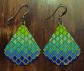 Pear shaped blue and gold ombre earrings - Lemonade Mermaid