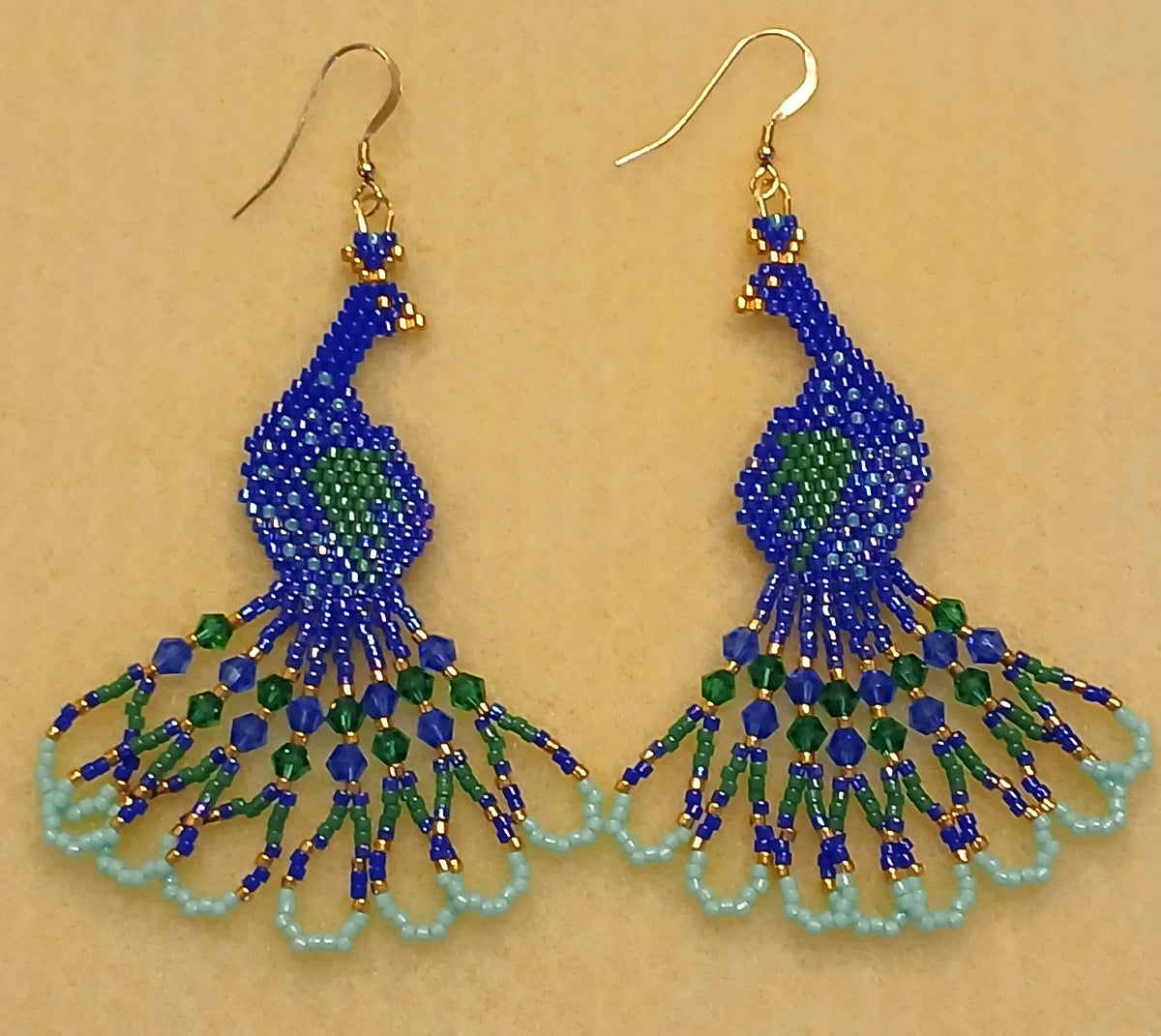 Blue and green peacock earrings - Lemonade Mermaid