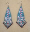 Green and Coral Lace Fringe Earrings - Lemonade Mermaid
