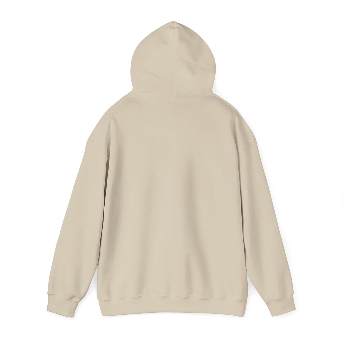 Salt & Starlight hooded sweatshirt in sand, back view with hood up