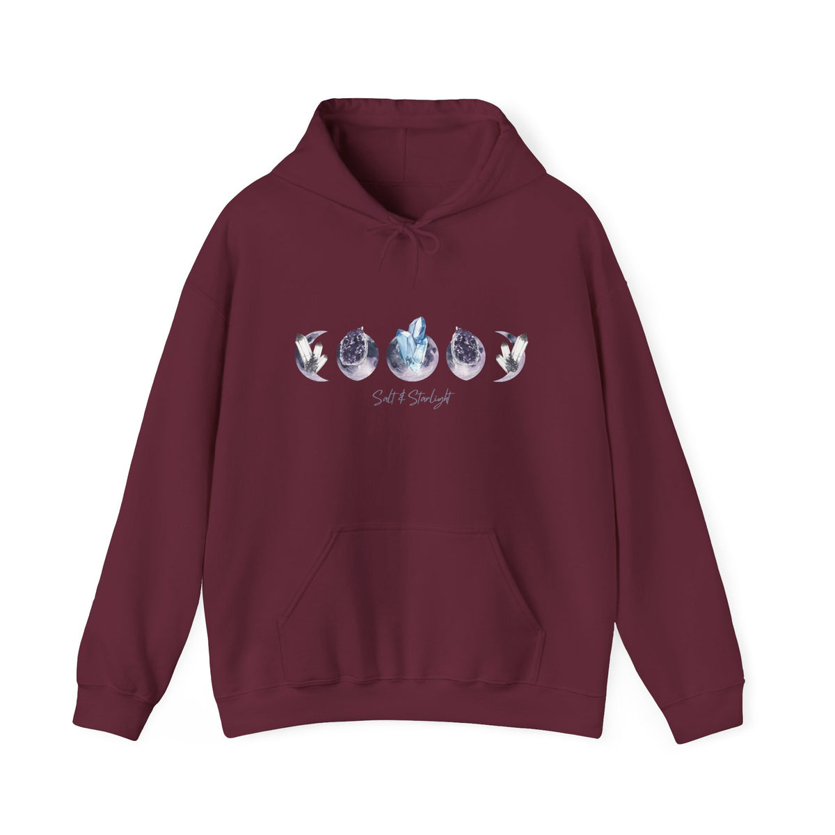 Salt & Starlight hooded sweatshirt in maroon, front view
