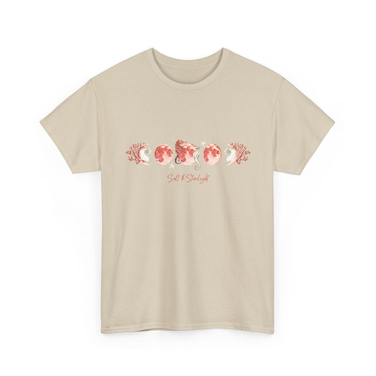 Salt & Starlight heavy cotton tee in sand, front view