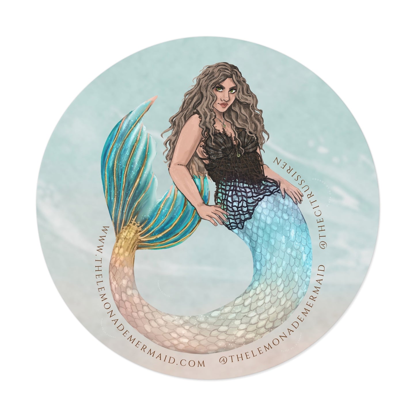 "The Lemonade Mermaid" Round Vinyl Stickers