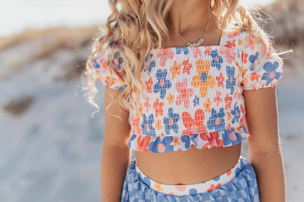 Girls' Retro Flower Power 2 Pc Swimsuit - Lemonade Mermaid