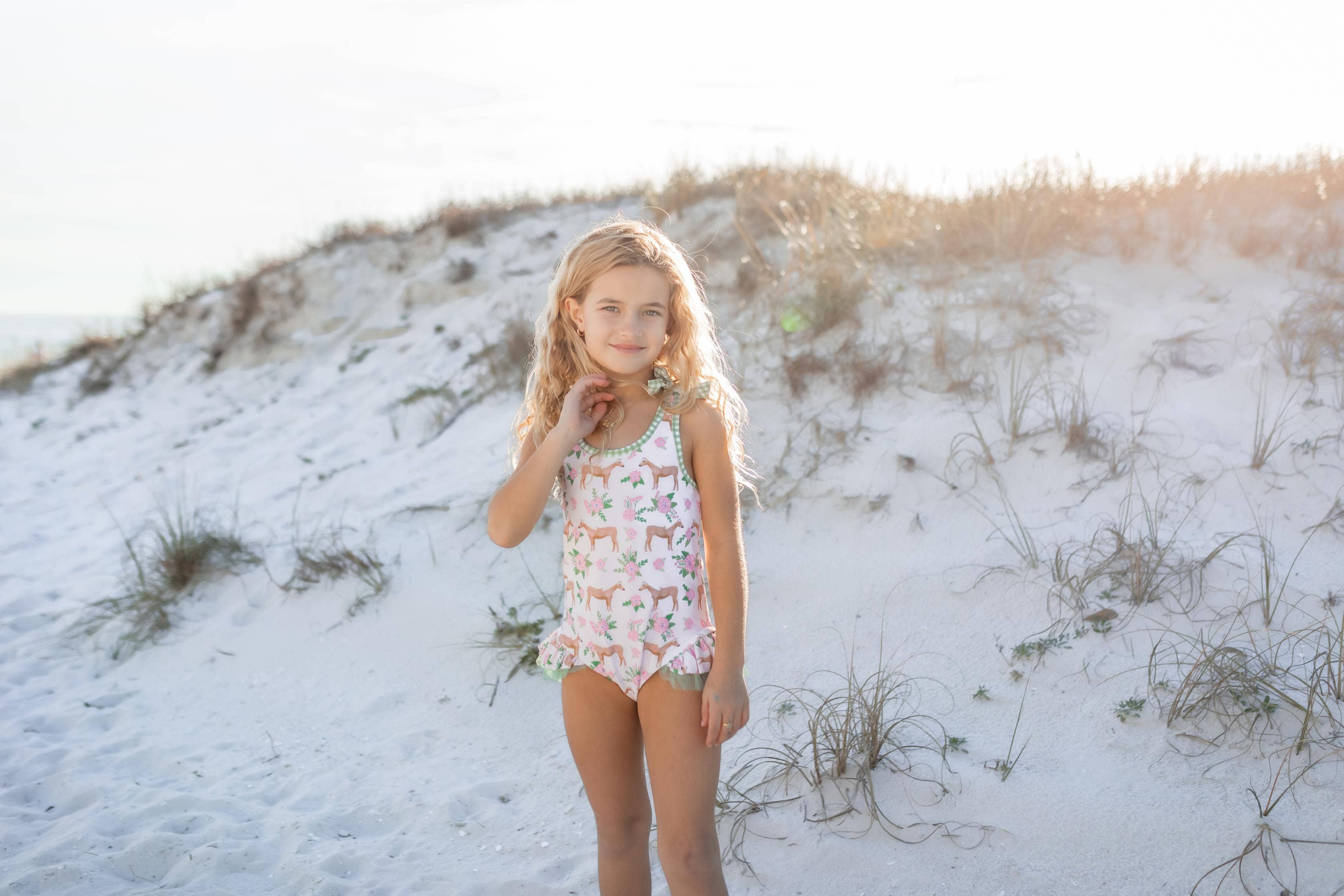 Girls' Horse Cross Back Swimsuit