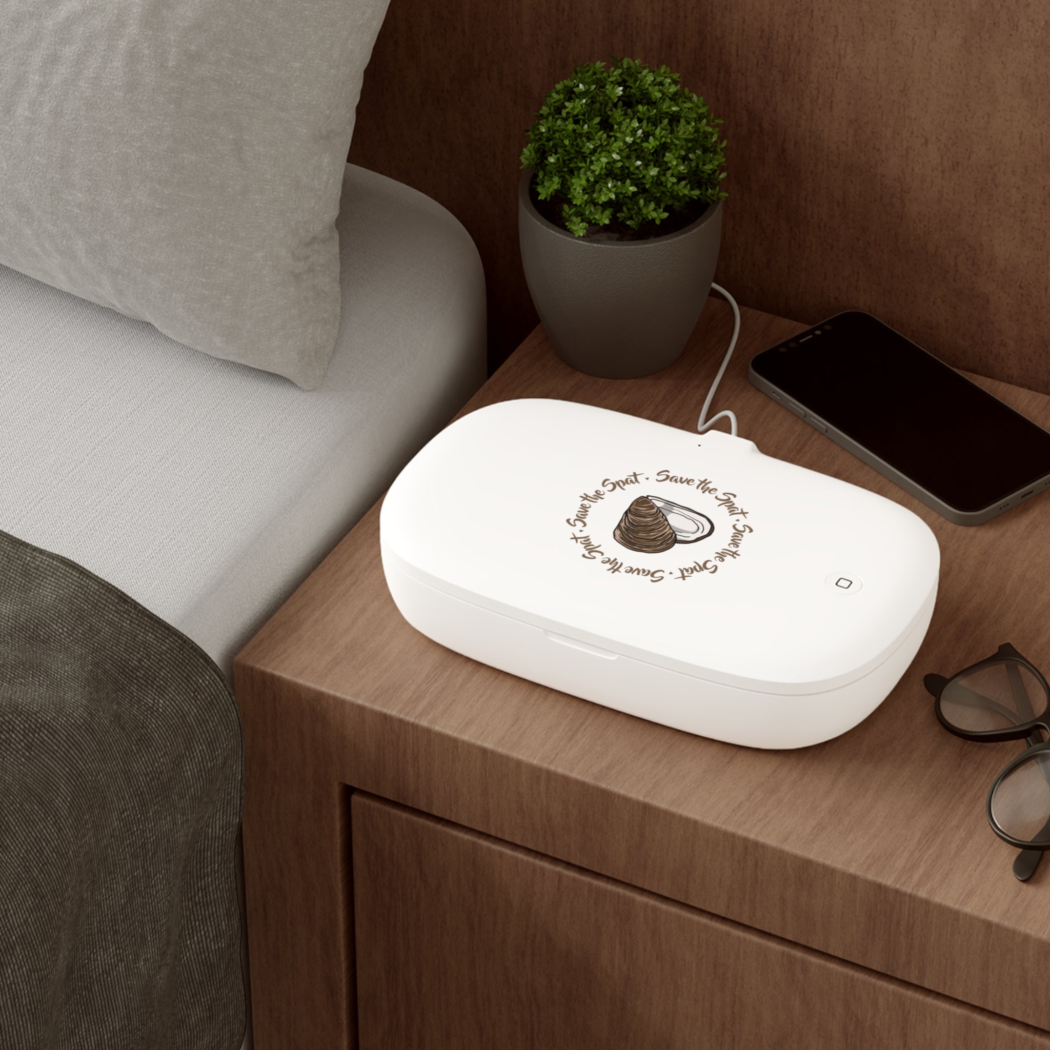 'Save the Spat' Oyster UV Phone Sanitizer and Wireless Charging Pad