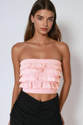 Pink Ruffle Tube Top