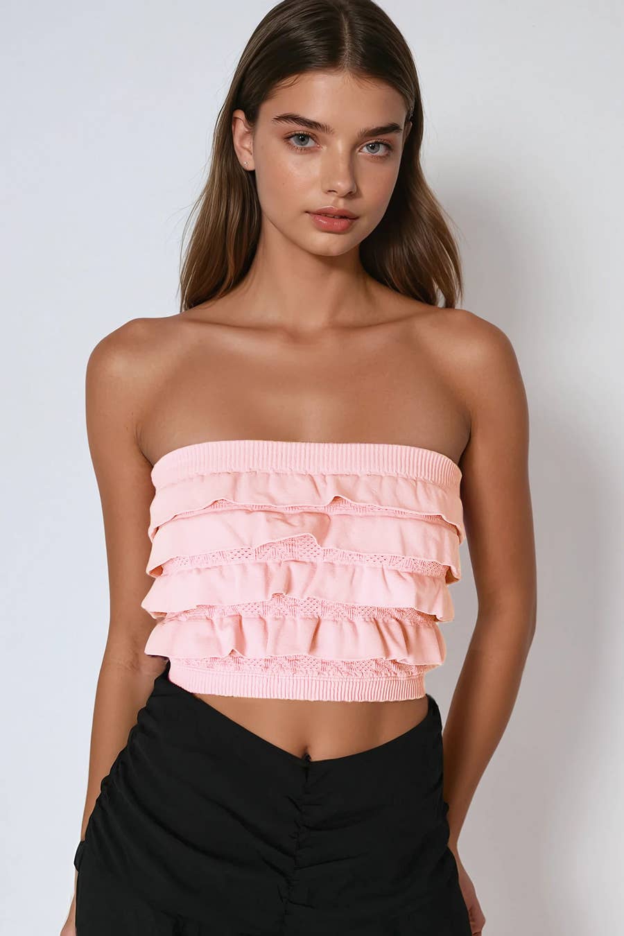 Pink Ruffle Tube Top