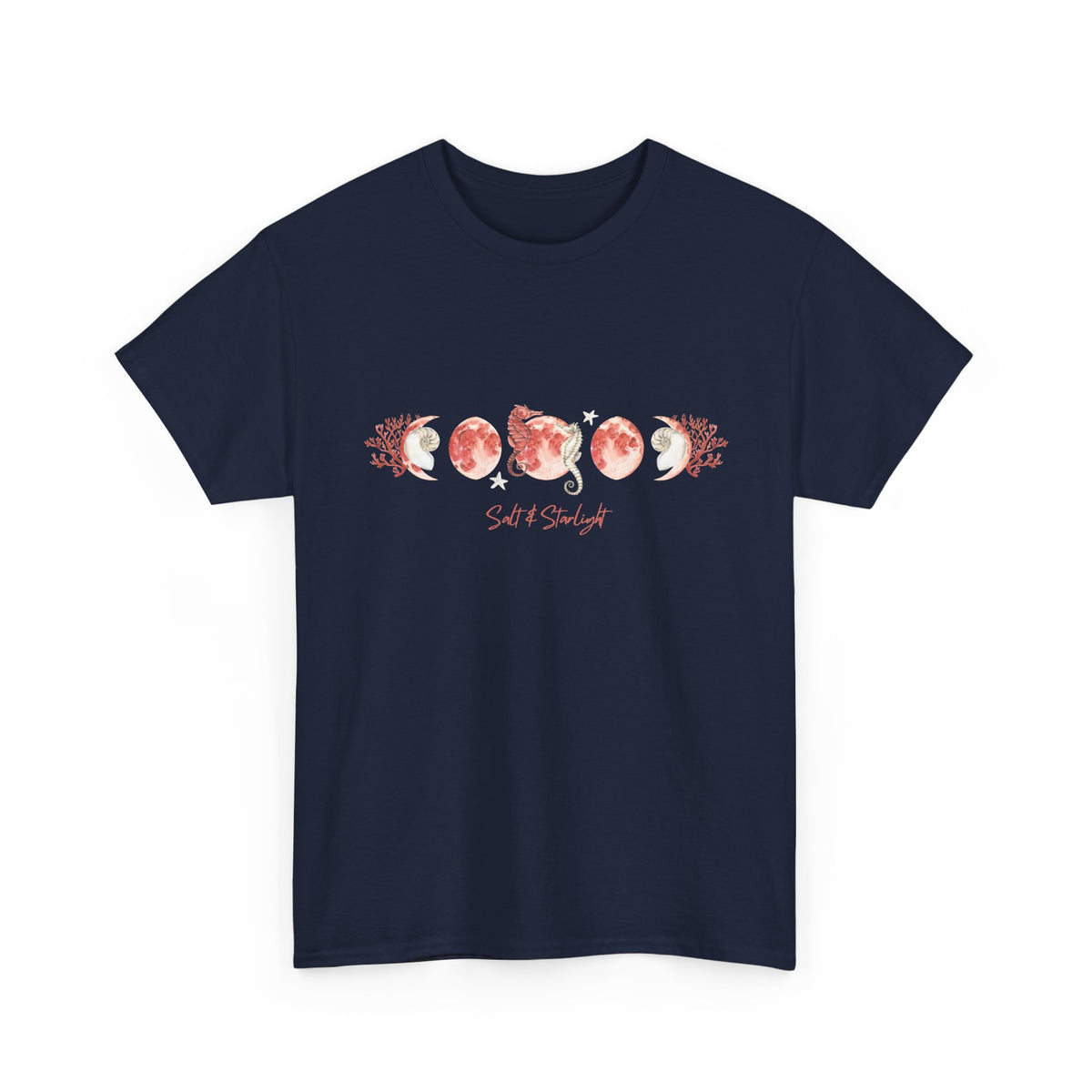 Salt & Starlight heavy cotton tee in navy, front view