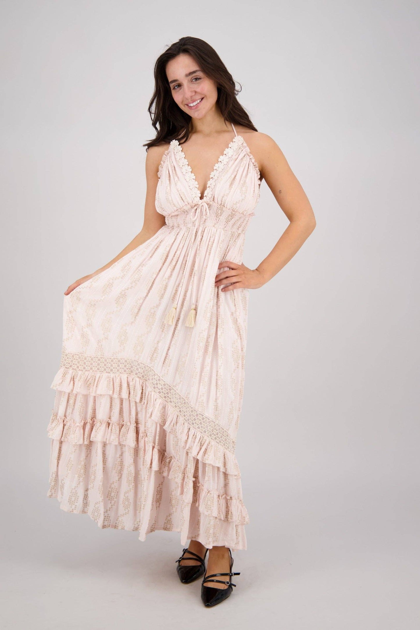 Halter Tiered Maxi Dress