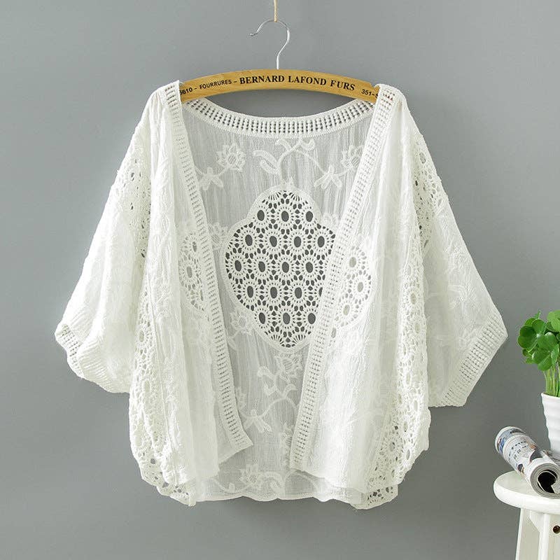 Lace Cardigan with Batwing Sleeves - Lemonade Mermaid