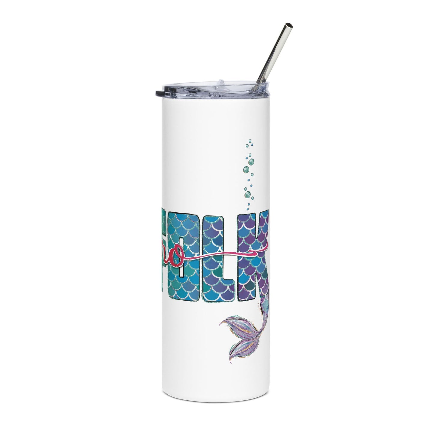 O-fish-al "Metro Merfolk" Skinny Tumbler with Reusable Straw, 20oz