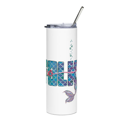O-fish-al "Metro Merfolk" Skinny Tumbler with Reusable Straw, 20oz