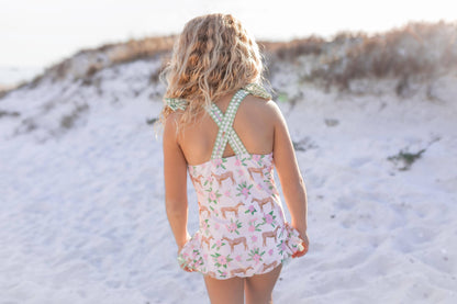 Girls' Horse Cross Back Swimsuit