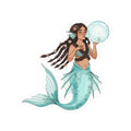 Mermaid with Bubble Kiss-Cut Sticker — Teal Fantasy Ocean Decal