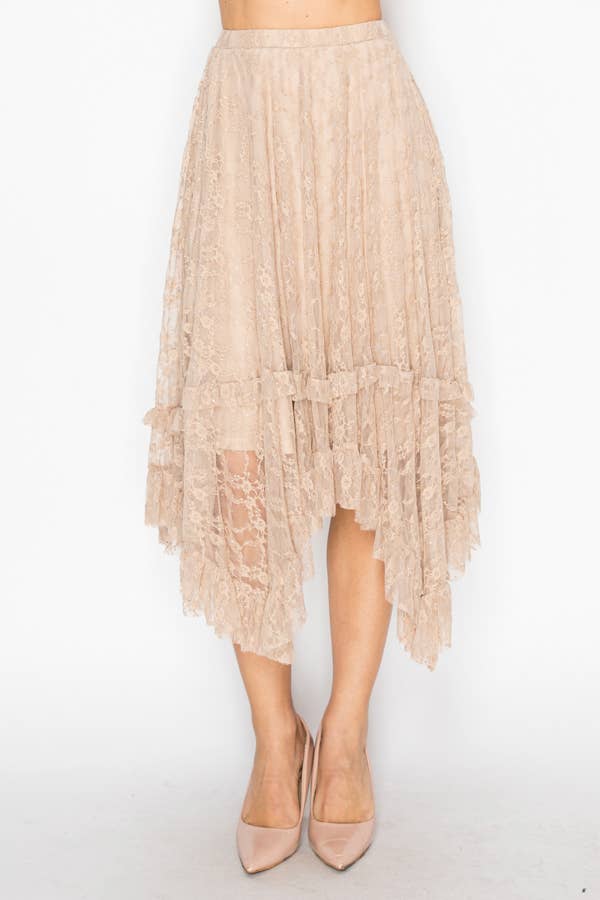 Romantic Sparkly Lace Flowy Boho Skirt