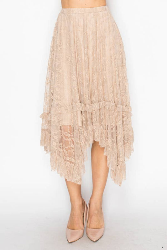 Romantic Sparkly Lace Flowy Boho Skirt