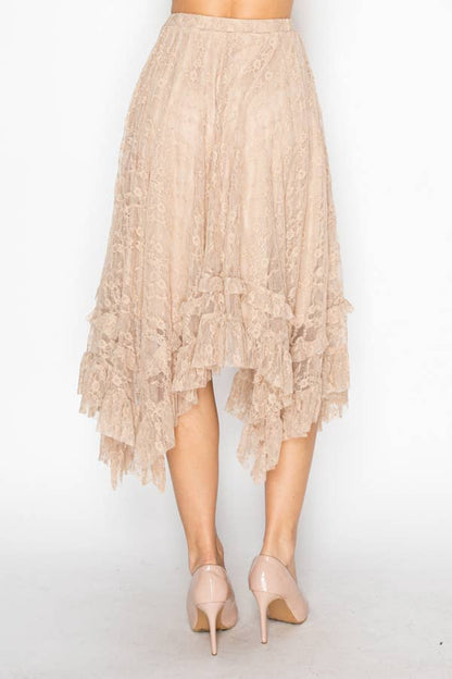 Romantic Sparkly Lace Flowy Boho Skirt