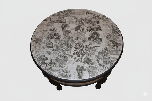 Round Black/White Decoupage table