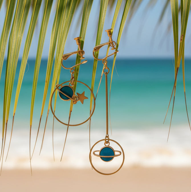Asymmetric Celestial Earrings (Clip-Ons)