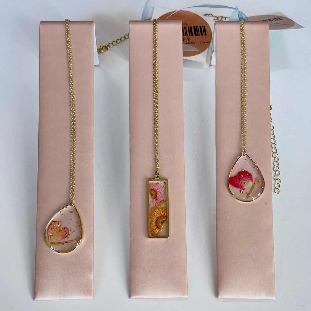 Pressed Flower Necklace, Rectangle