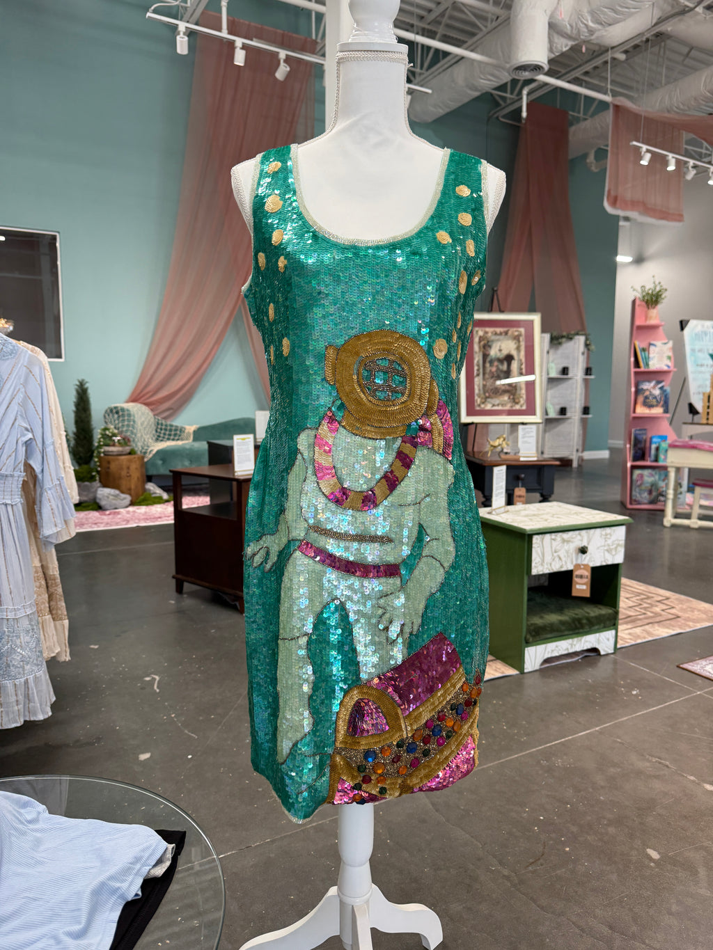 Philippe Albert 1980s Vintage Sequin Scuba Treasure Dress - Lemonade Mermaid