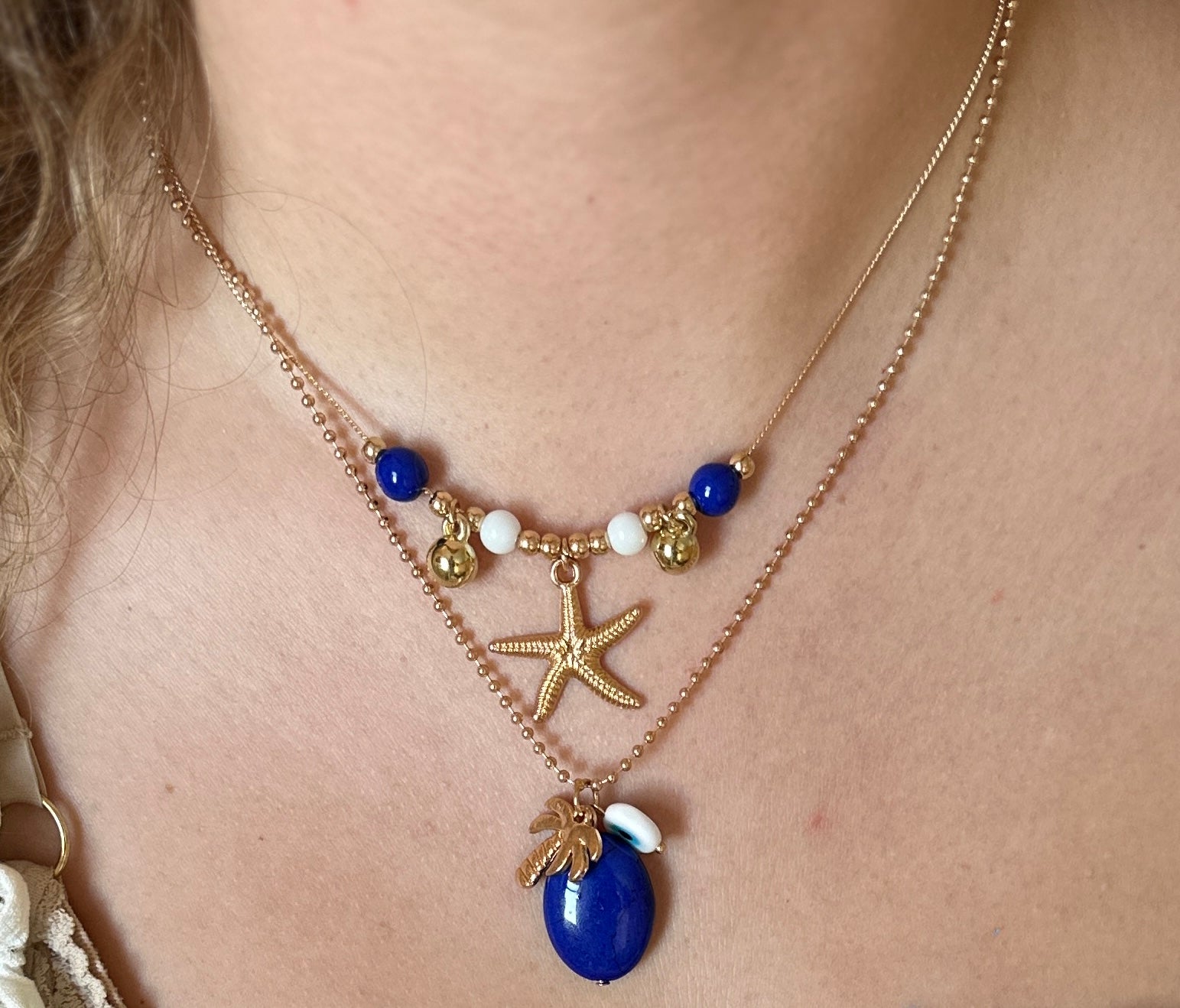 Beachcomber Blue 2 Strand Necklace