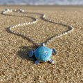 Silver & Baby Blue Turtle Necklace - Lemonade Mermaid