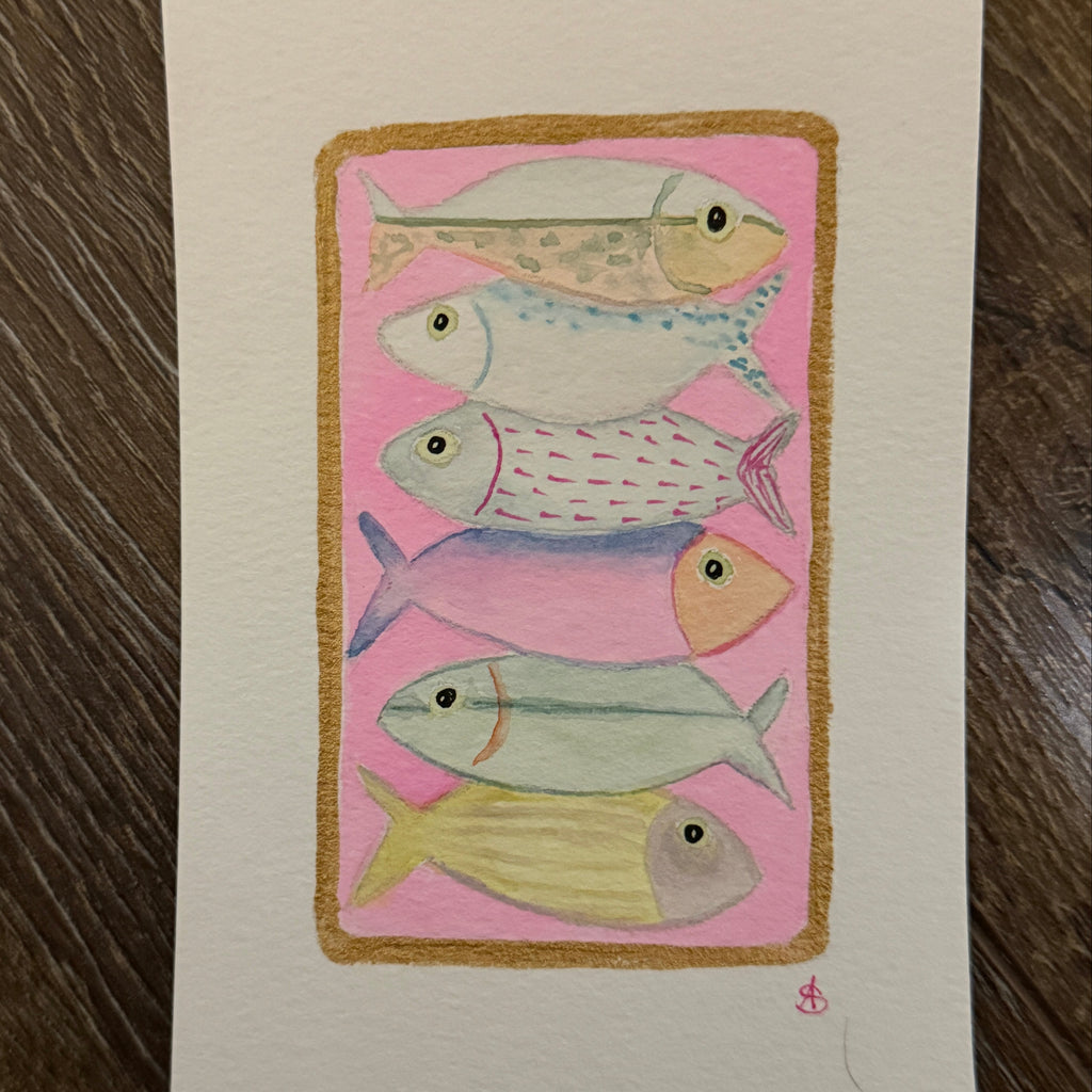 Pink Fish Note Card by Alayna
