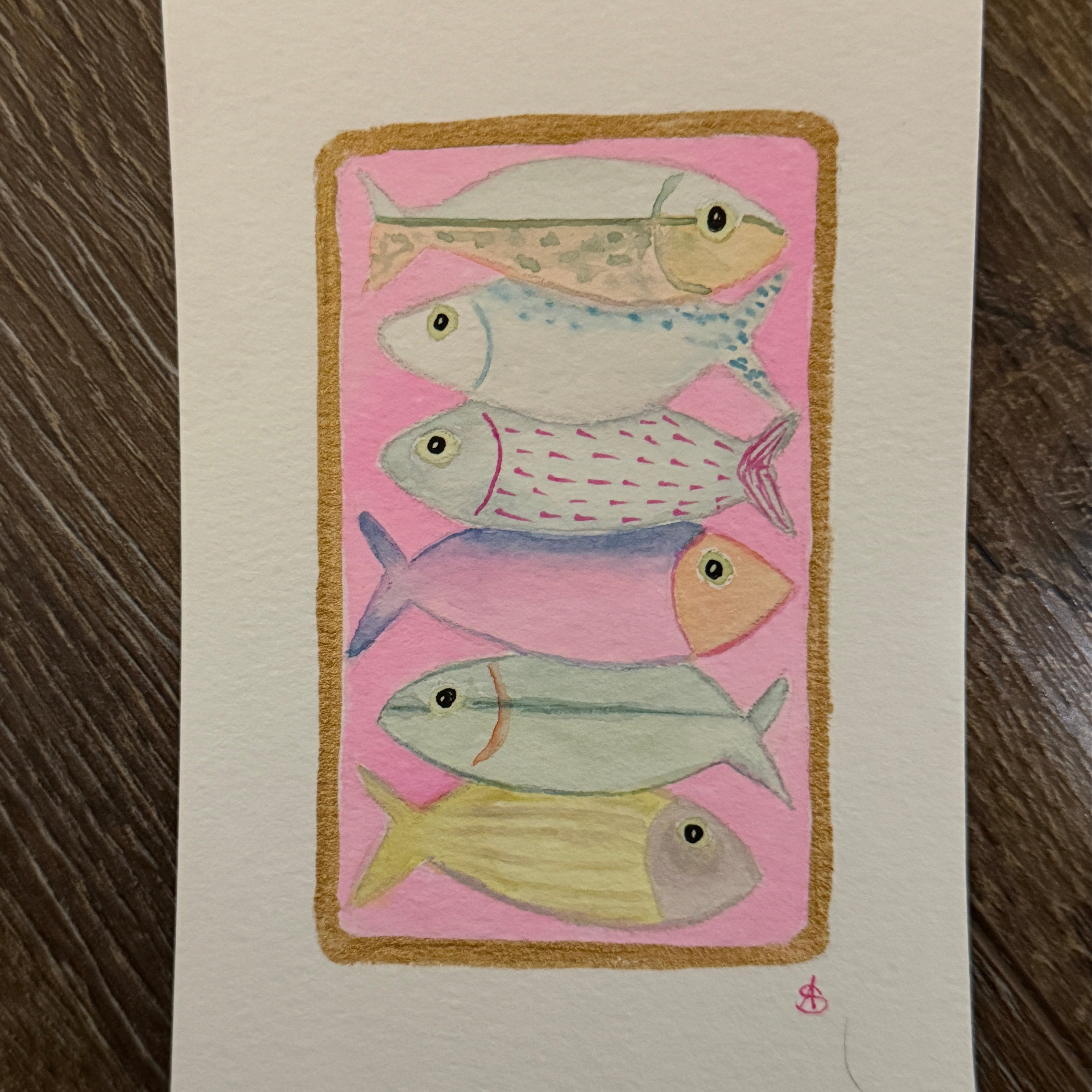 Pink Fish Note Card by Alayna