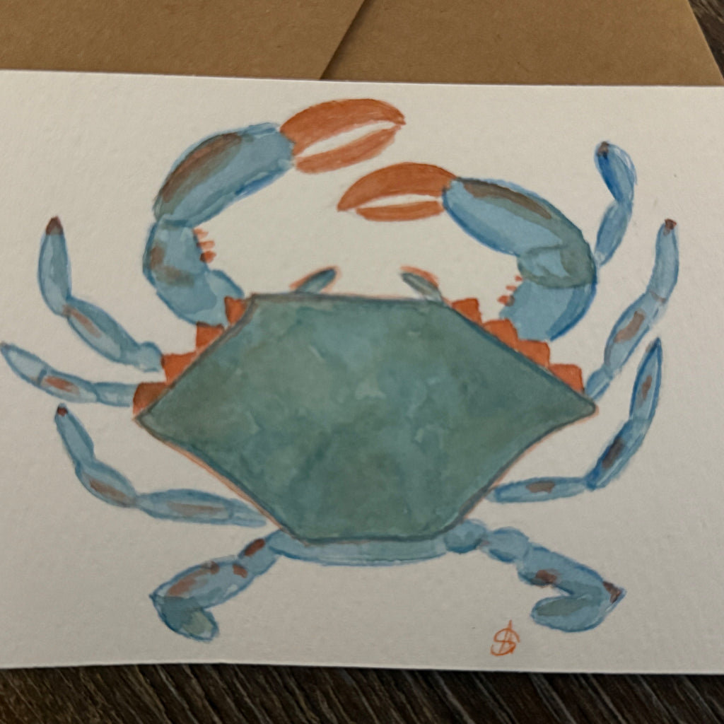 Blue Crab Note Card by Alayna