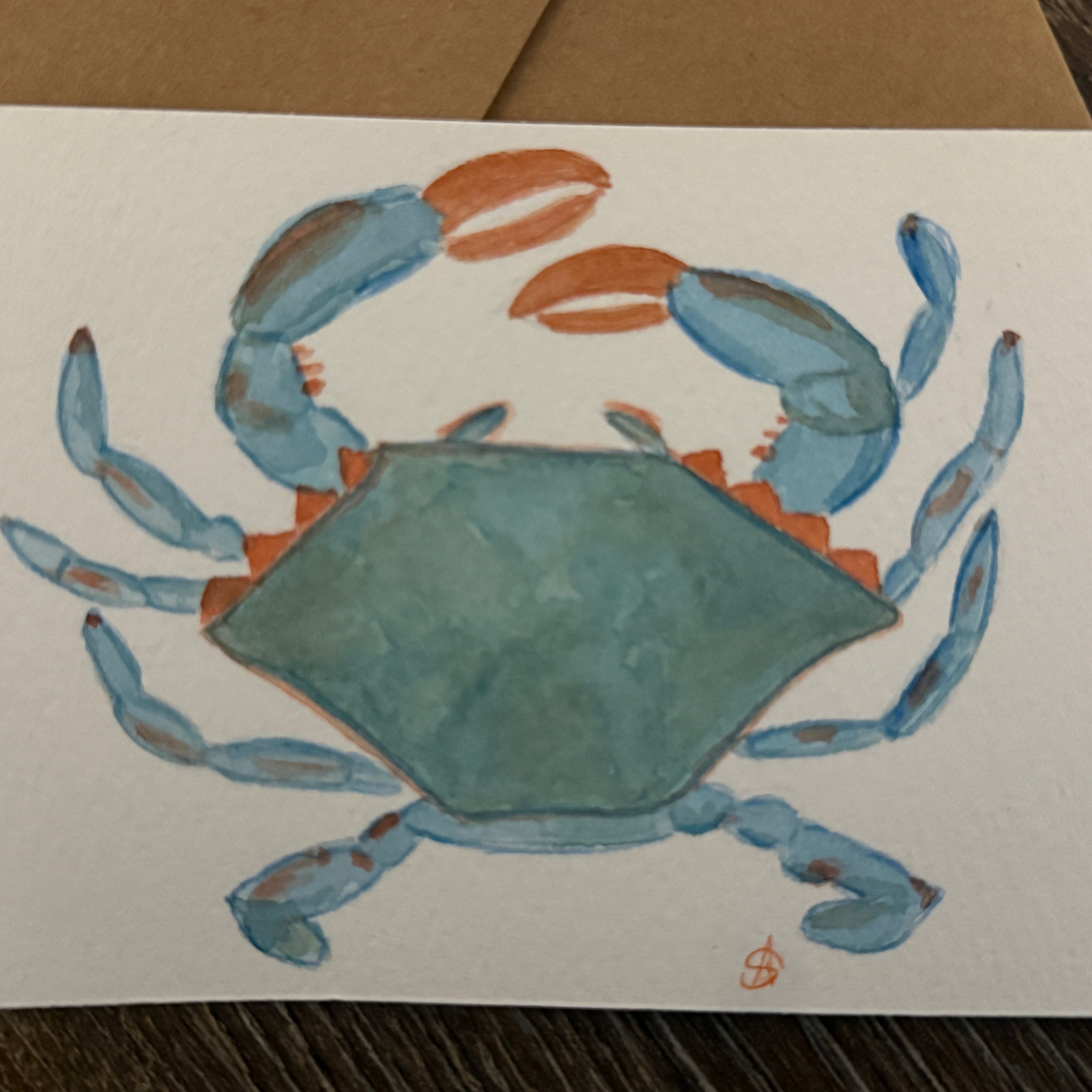 Blue Crab Note Card by Alayna