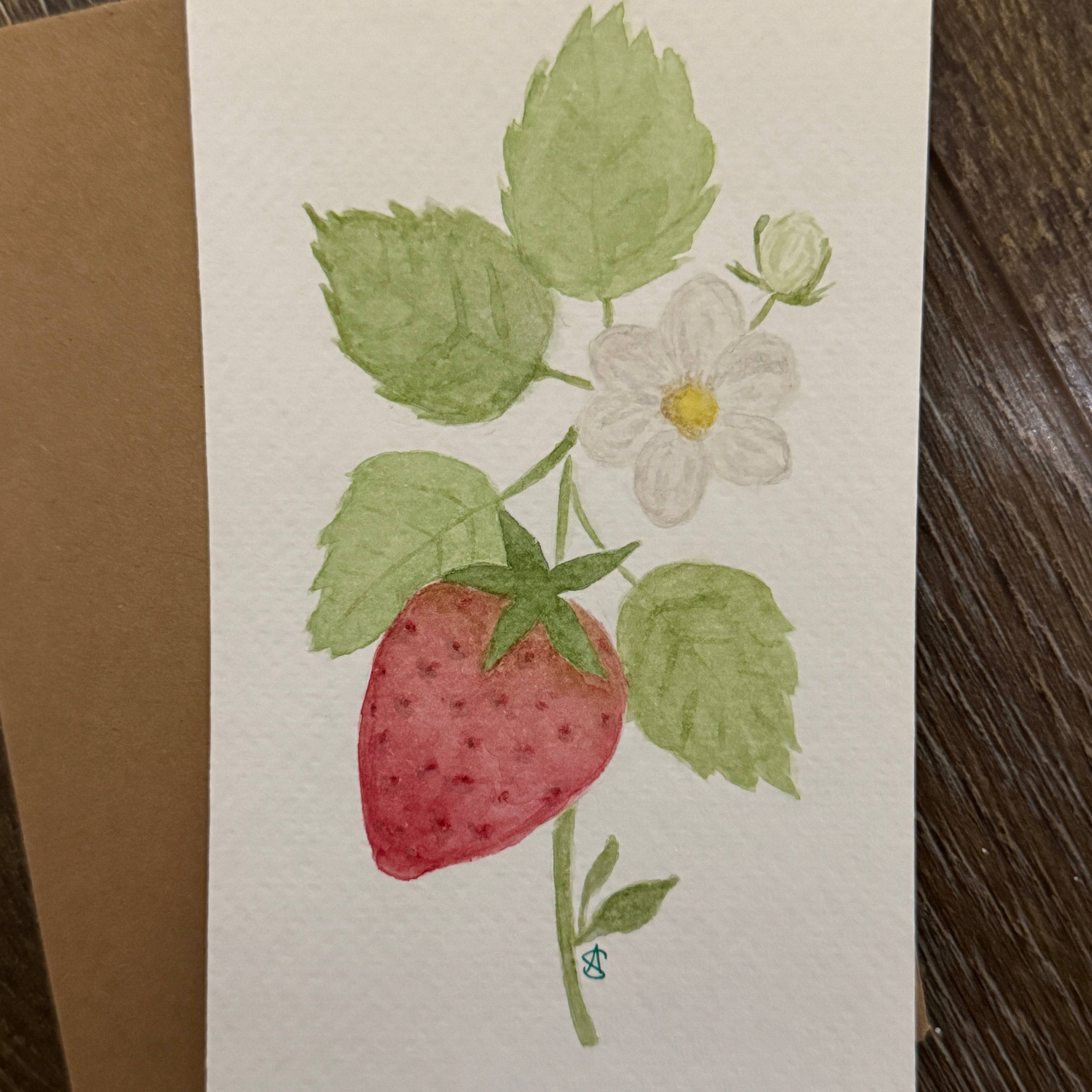 Strawberry Note Card by Alayna