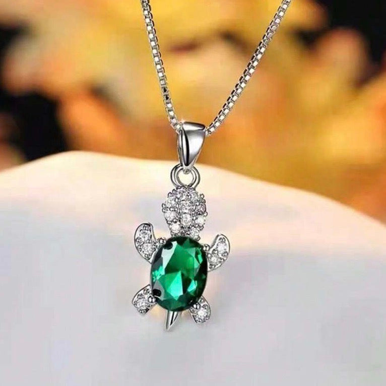 Emerald Green Turtle Necklace - Lemonade Mermaid