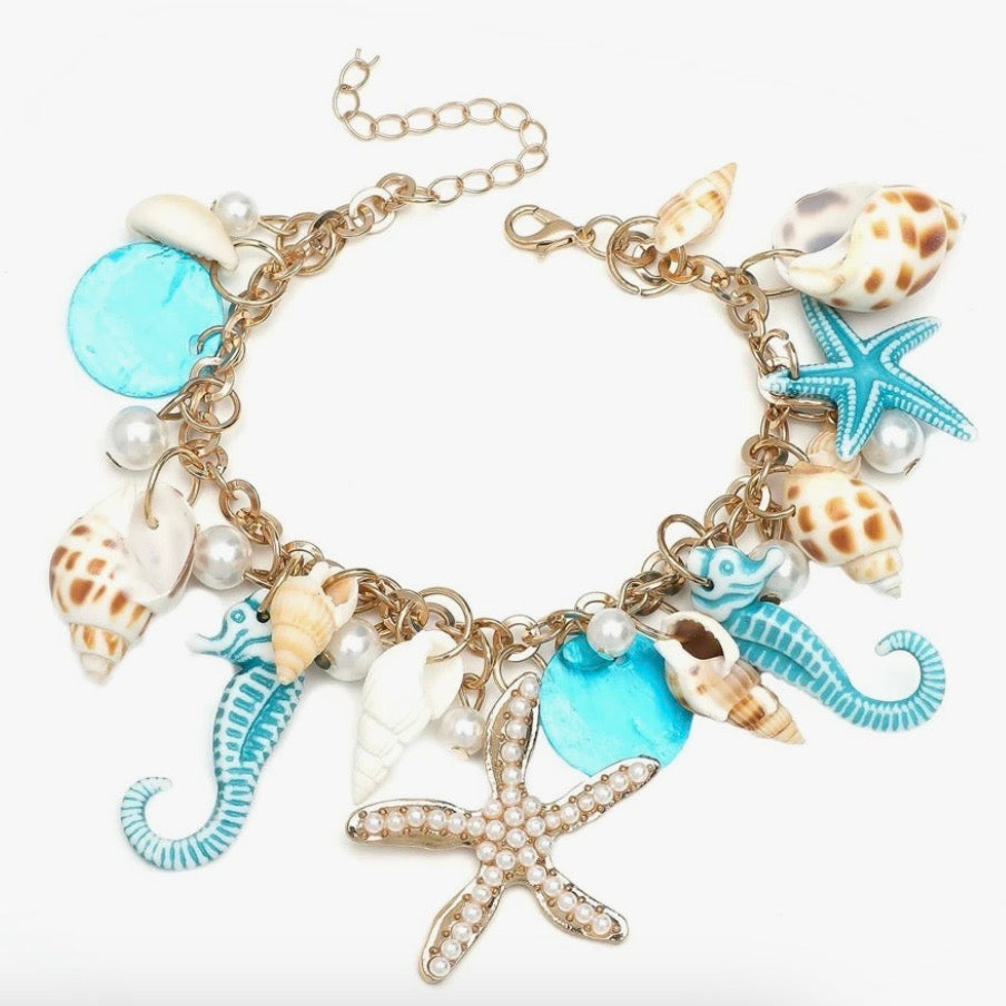 Beach Party Blue Seahorse Bracelet