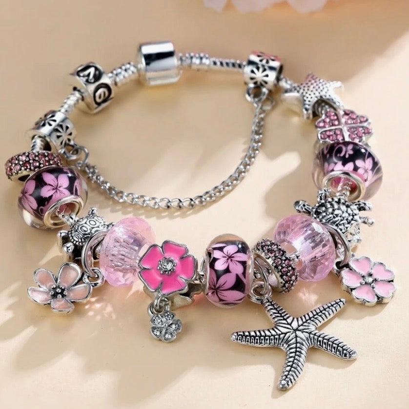 Pink Sea Flowers Bracelet - Lemonade Mermaid
