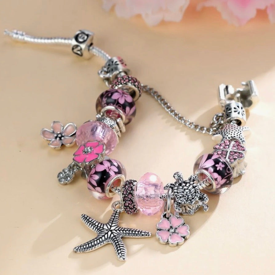 Pink Sea Flowers Bracelet - Lemonade Mermaid