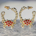 Sparkly, Red and Gold Crab Earrings
