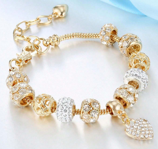 Shimmering Gold Sand Bracelet, Cubic Zirconia