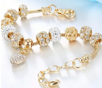 Shimmering Gold Sand Bracelet, Cubic Zirconia