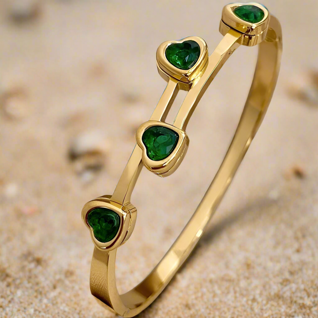 Green Mermaid Heart Bracelet, Cubic Zirconia - Lemonade Mermaid