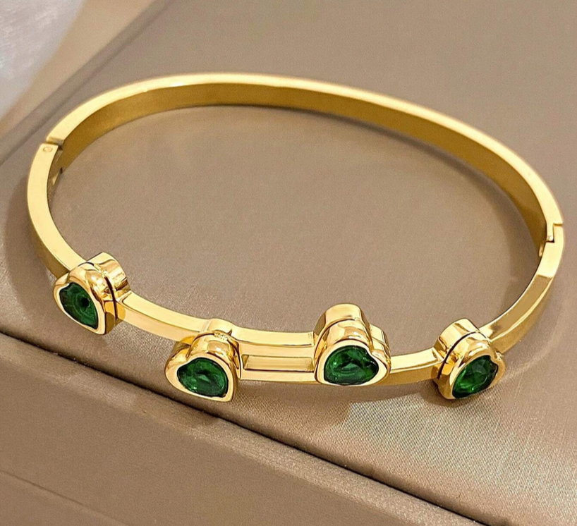 Green Mermaid Heart Bracelet, Cubic Zirconia - Lemonade Mermaid