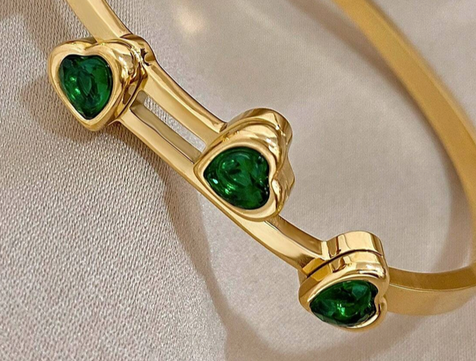 Green Mermaid Heart Bracelet, Cubic Zirconia - Lemonade Mermaid