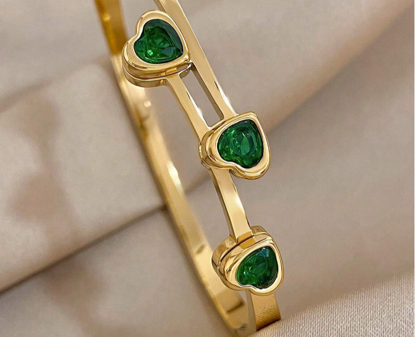 Green Mermaid Heart Bracelet, Cubic Zirconia - Lemonade Mermaid