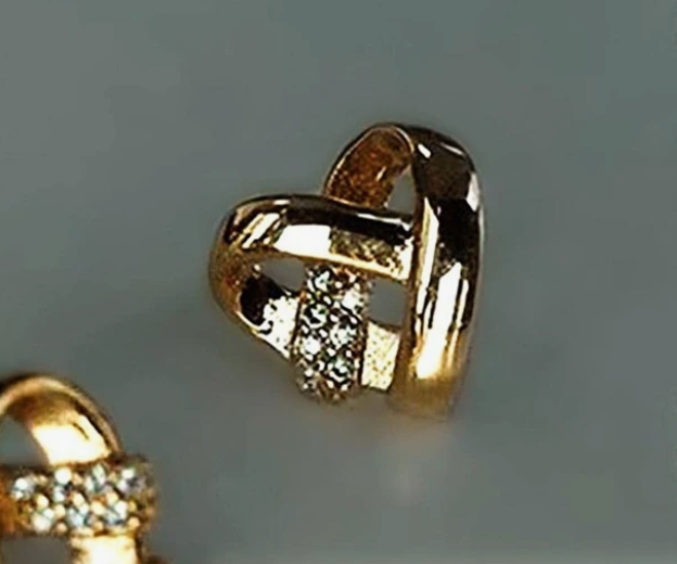 Cross-My-Heart Earrings, Cubic Zirconia ('Gold' or 'Silver')