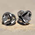 Cross-My-Heart Earrings, Cubic Zirconia ('Gold' or 'Silver')